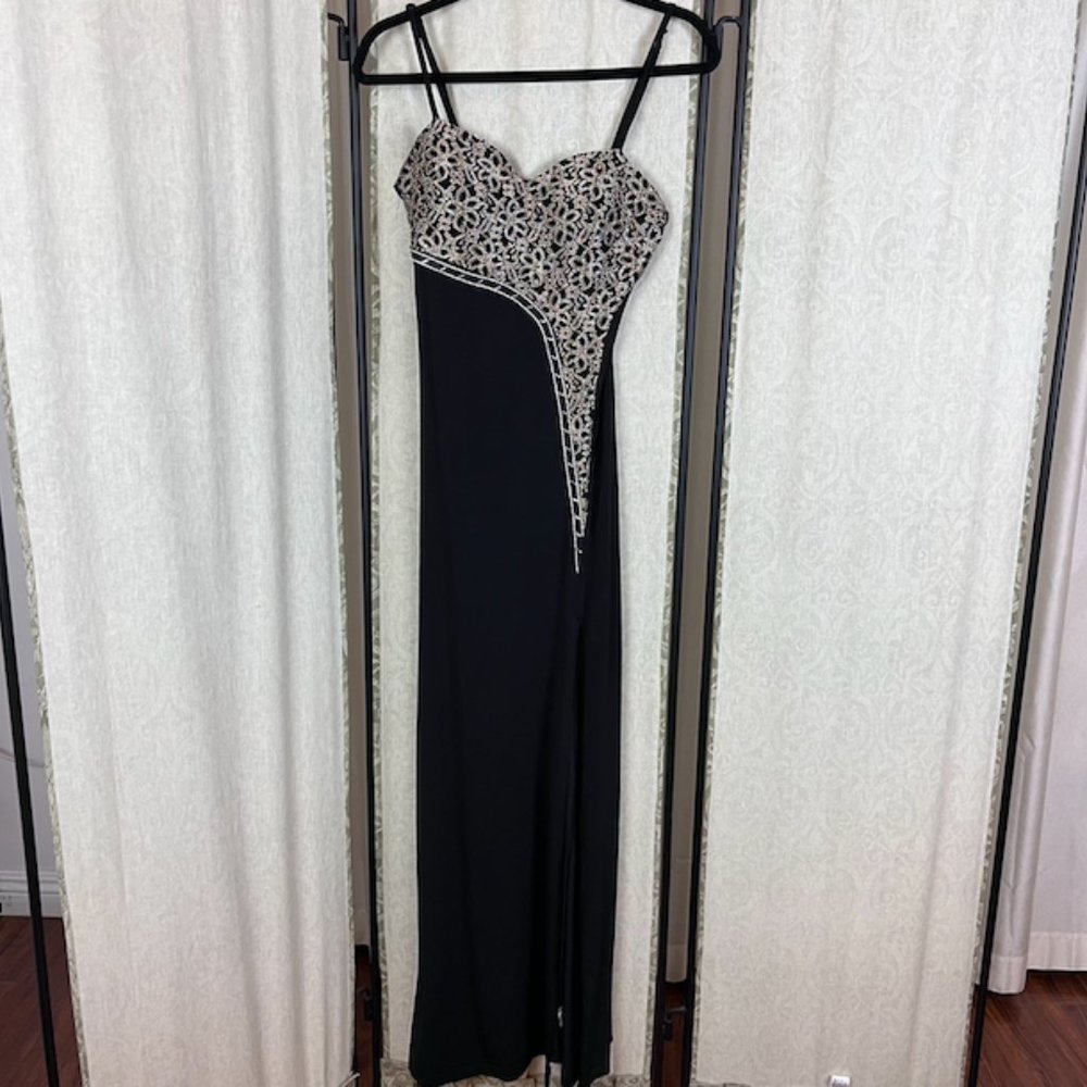 Women’s dress, Black and Gold Embroided Dress, Gown, Fancy, Evening